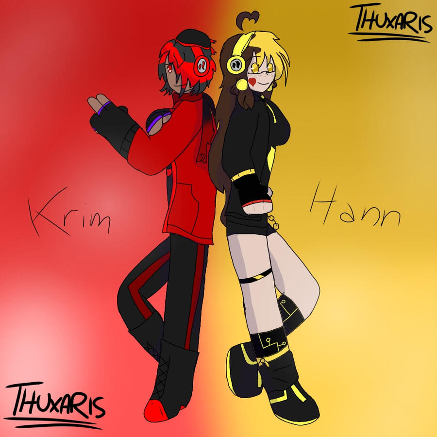 Drawing of Krimson and Hannah.